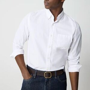 J. Crew Slim Fit Flex Washed Solid Men's White Button-Up Cotton Shirt NWT XXL